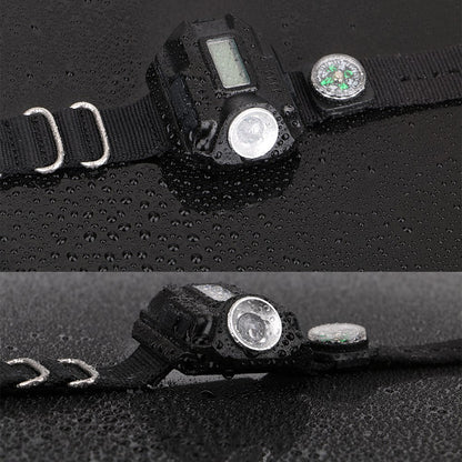 LED watch flashlight flashlight portable light USB charging 4 mode light tactical flashlight time display with compass