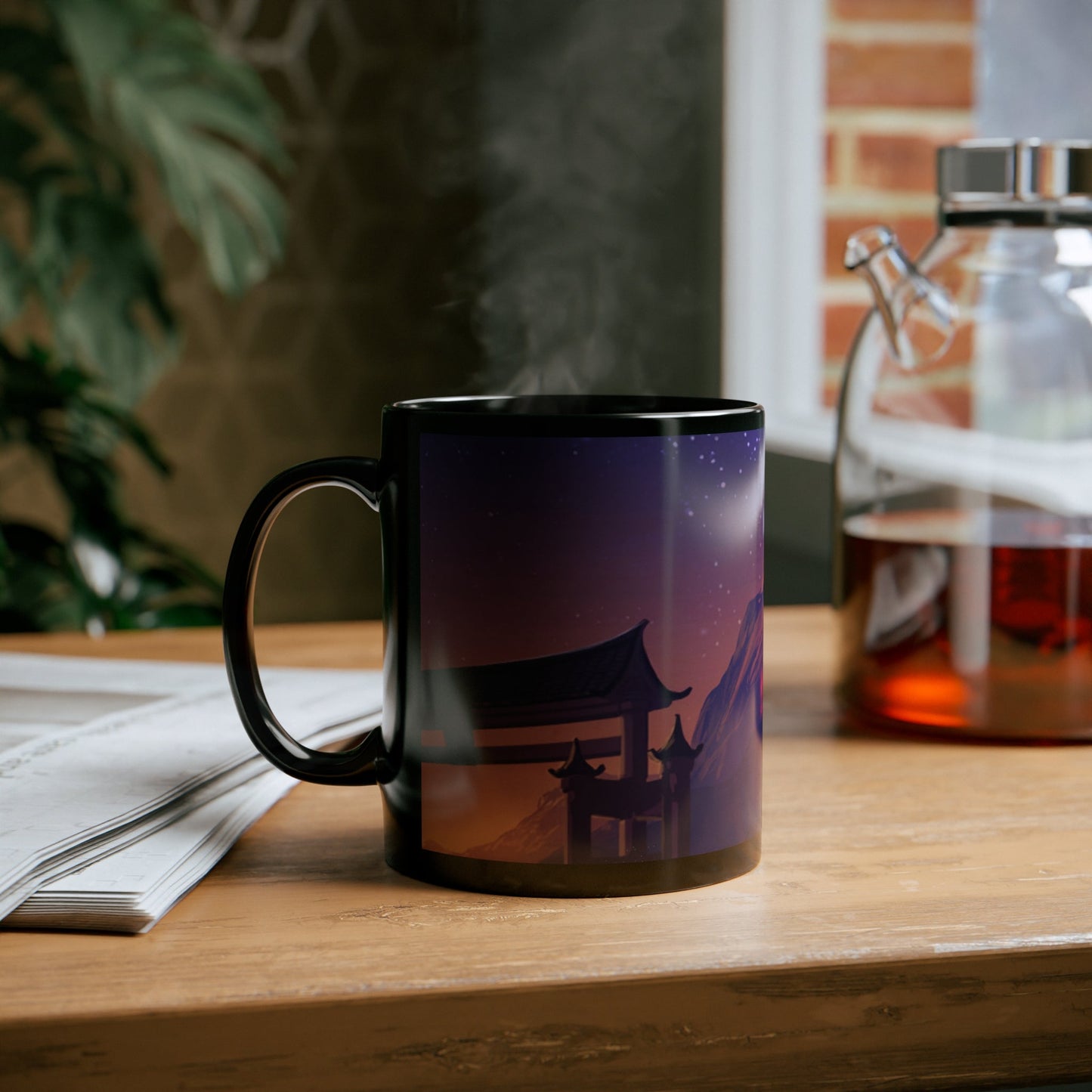 Anime Girl in Space Black Coffee Tea Mug