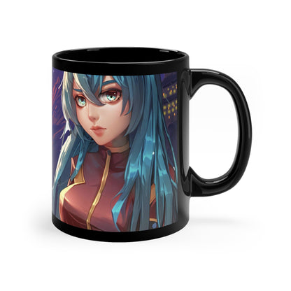 Anime Girl in Space Black Coffee Tea Mug