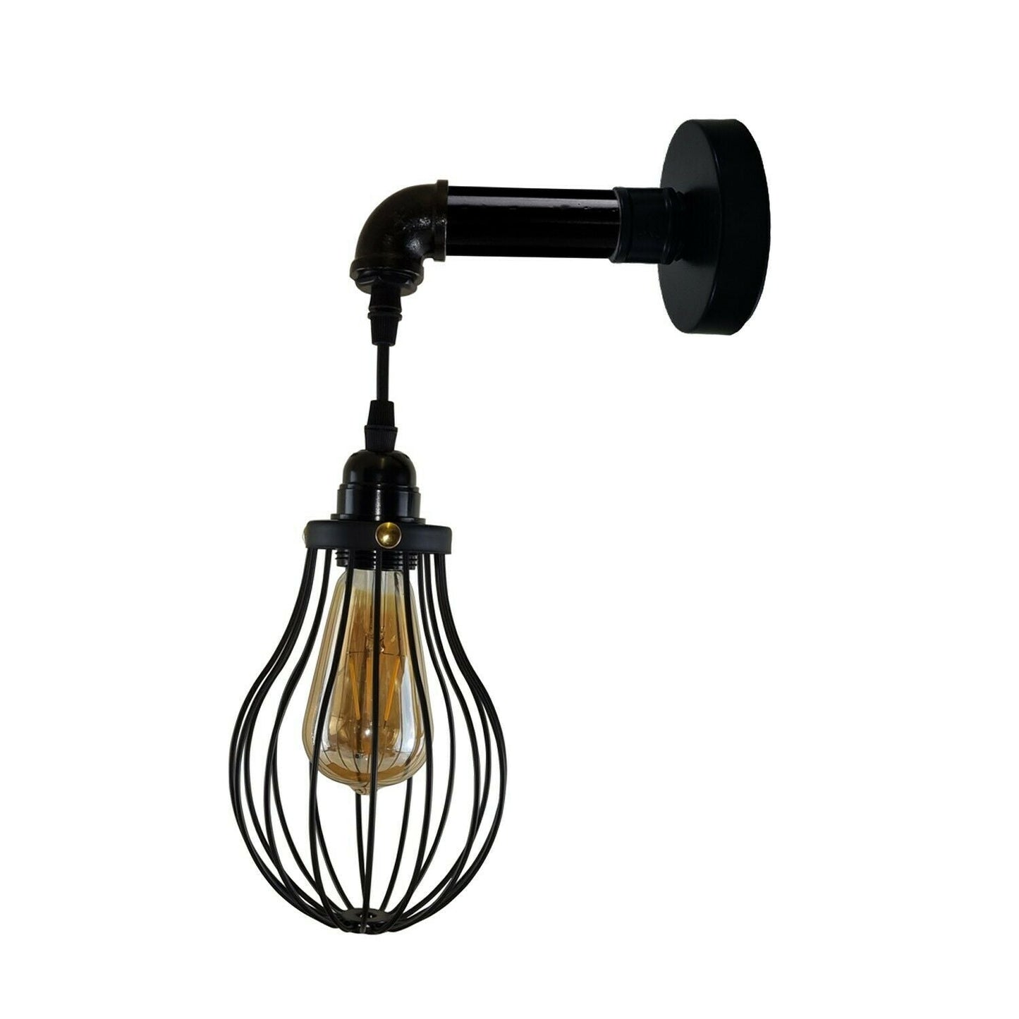 Industrial Vintage Retro Pipe Sconces Wall Light  dome black Cage