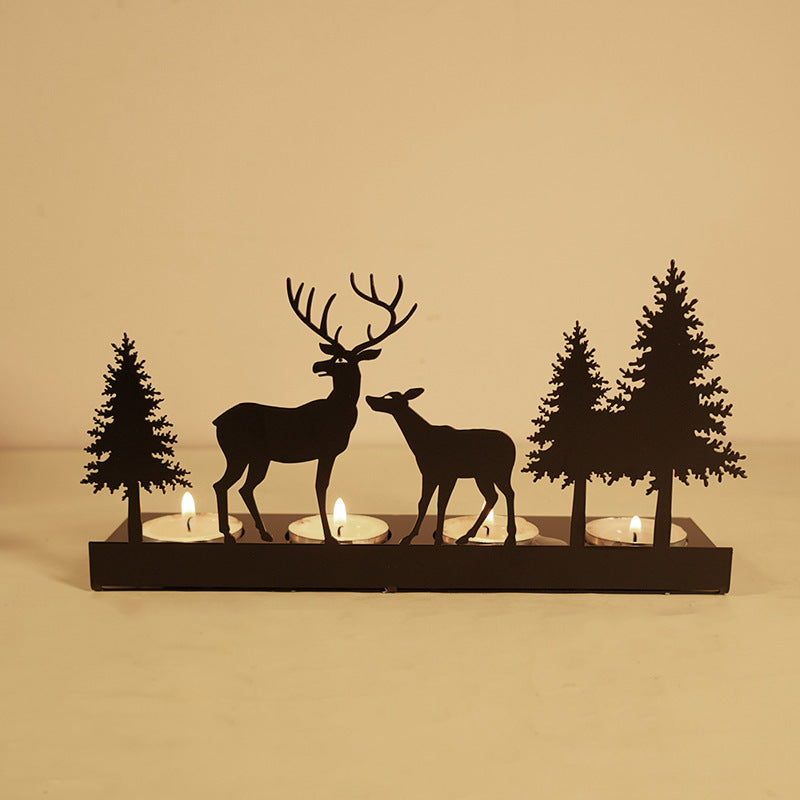 Metal Elk Tree Candlestick Crafts Decorative Ornaments