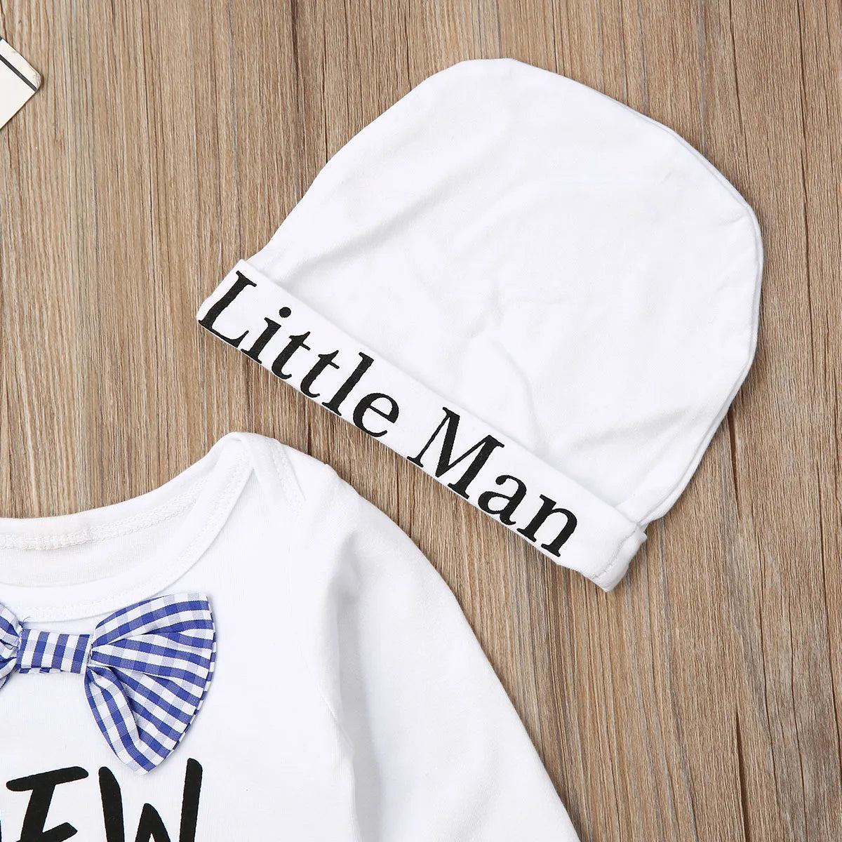 2PCS Newborn Baby Boys Clothes Cotton Long Sleeve Romper+Hat Jumpsuit