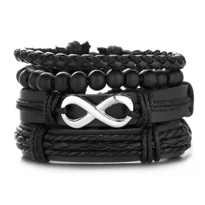 Men Bracelets Vintage Multilayer Leather Braid Bracelets Bangles Star