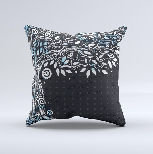 The Flourish Black and White Tree ink-Fuzed Decorative Throw Pillow