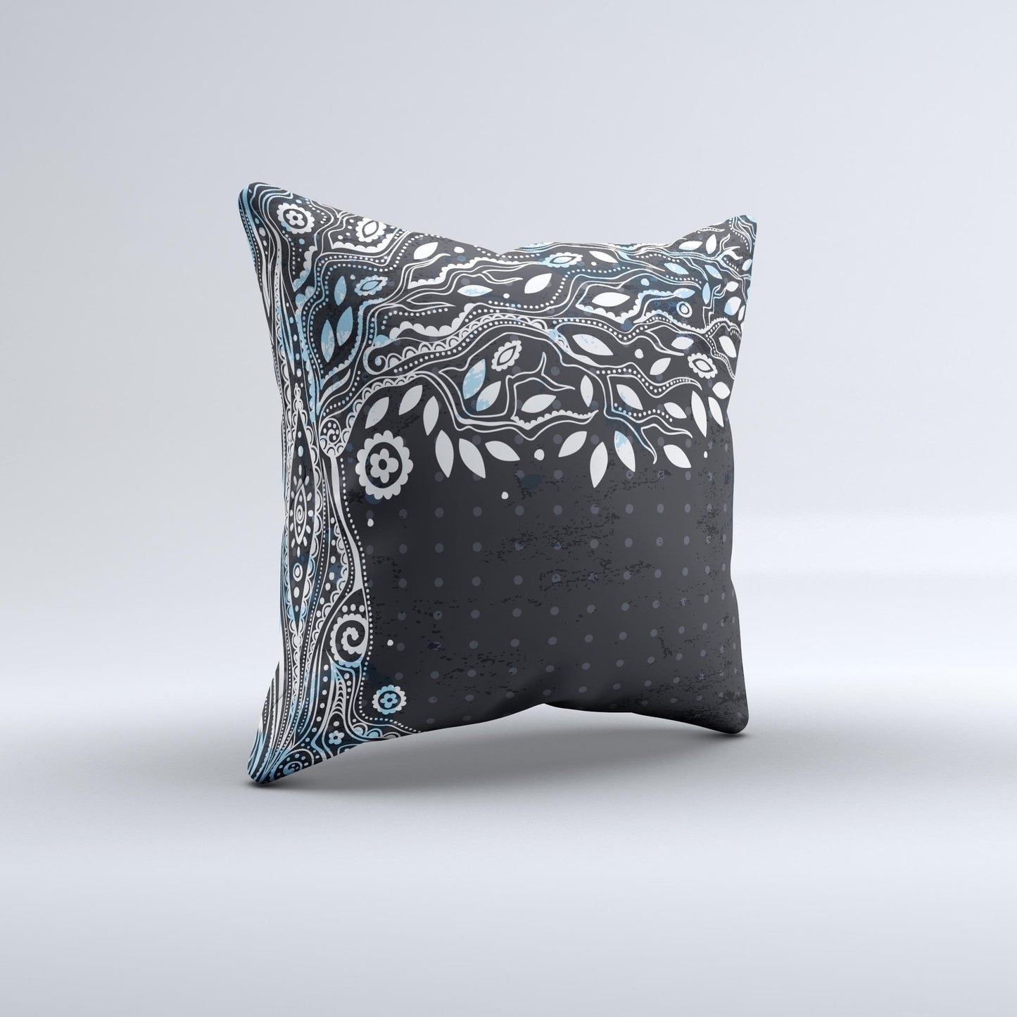 The Flourish Black and White Tree ink-Fuzed Decorative Throw Pillow