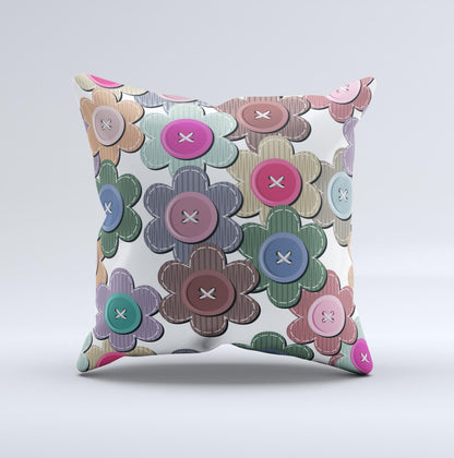 Striped Vector Flower Buttons  Ink-Fuzed Decorative Throw Pillow