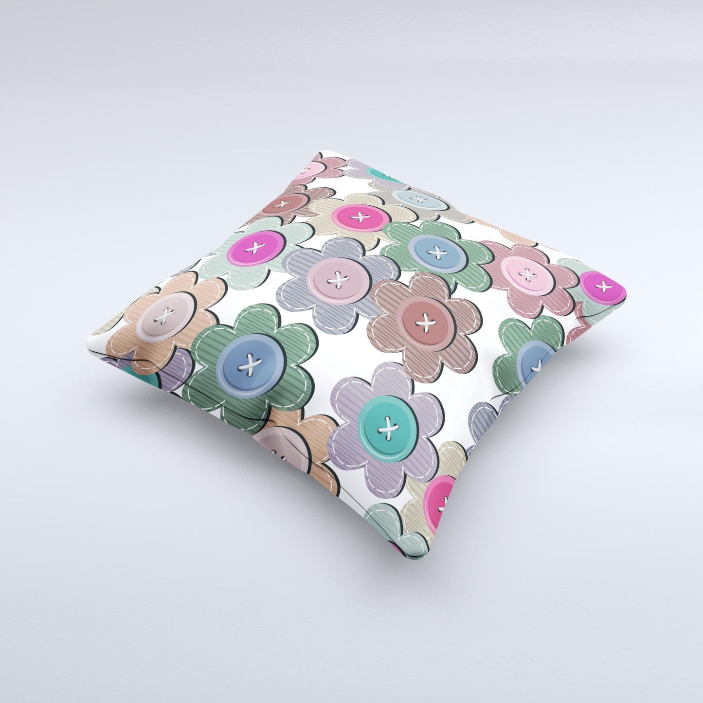 Striped Vector Flower Buttons  Ink-Fuzed Decorative Throw Pillow