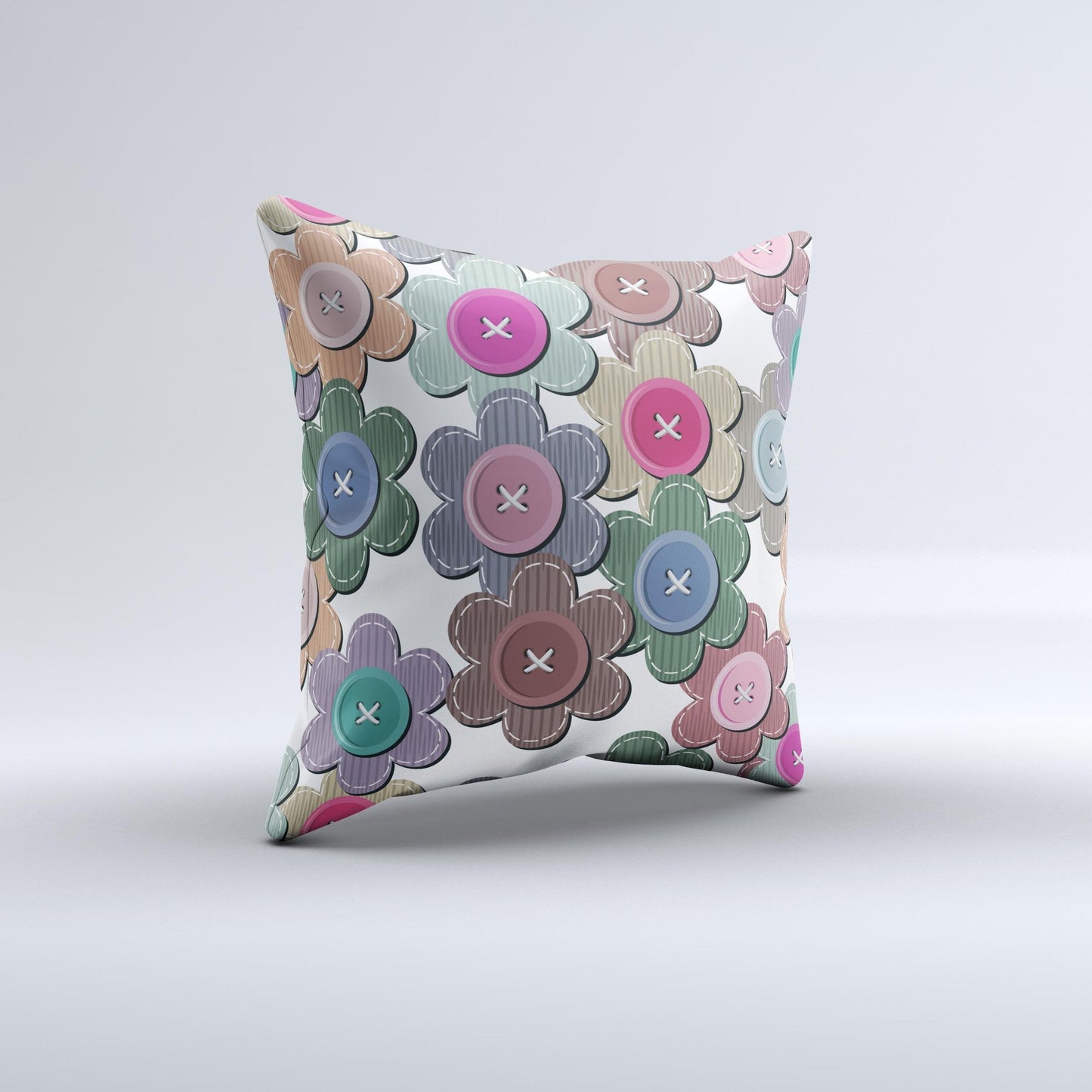 Striped Vector Flower Buttons  Ink-Fuzed Decorative Throw Pillow