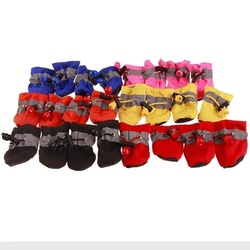 4pcs/set Waterproof Pet Dog Shoes  Anti-slip Rain Boots Footwear for