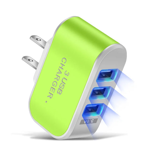 5V 1A 3-Port USB Wall Charger Adapter Candy Color For Mobile Phone