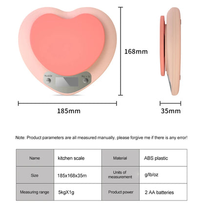 Multi-Function Kitchen Baking Scale Pink Heart-shaped Portable