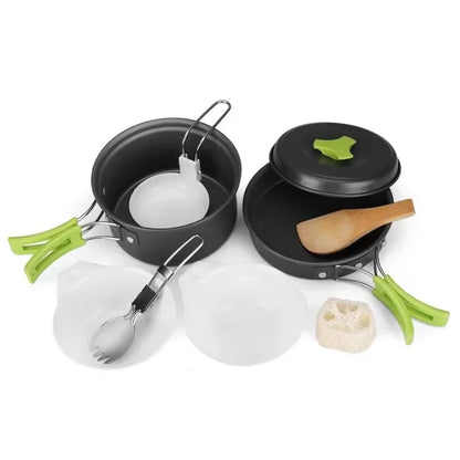 Camping Cookware Set Aluminum Nonstick Portable Outdoor Tableware