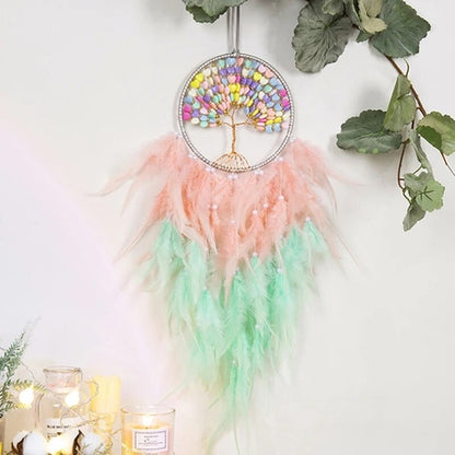 Wall Hanging Dreamcatchers Gem Crystal Tree Of Life Dream Catcher Home