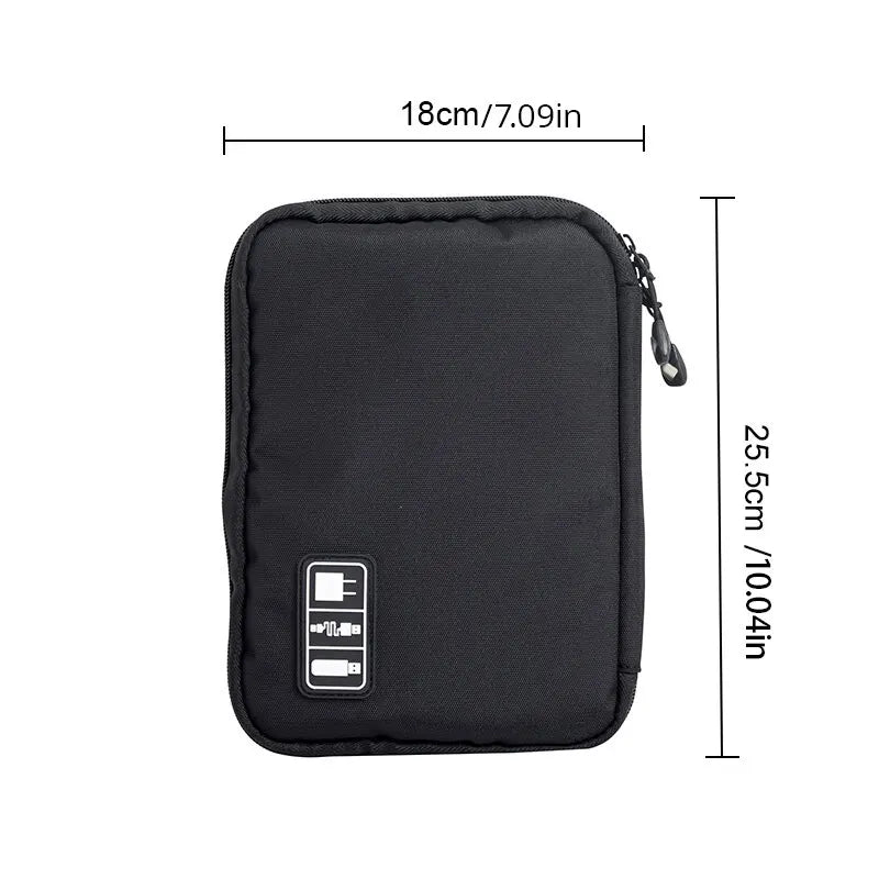 1pc Black Green Storage Bag Electronic Accessory Organizer Portable