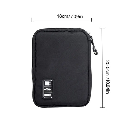 1pc Black Green Storage Bag Electronic Accessory Organizer Portable