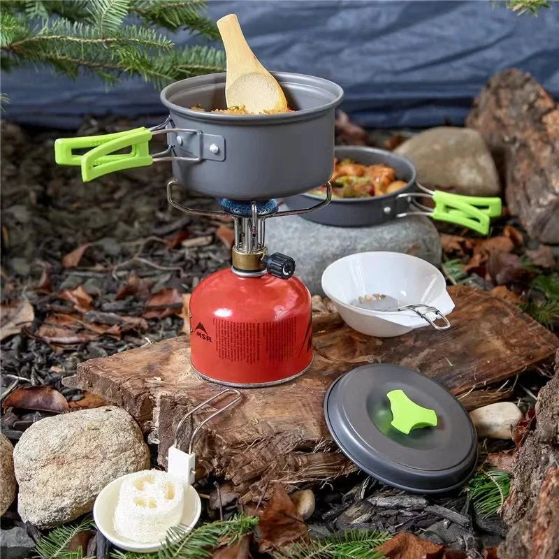 Camping Cookware Set Aluminum Nonstick Portable Outdoor Tableware