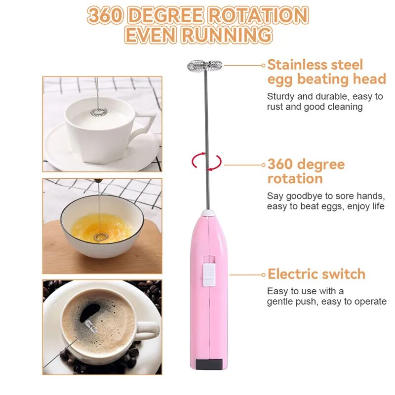 Mini Electric Whisk Foamer Blender Wireless Coffee Whisk Mixer