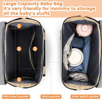 Fashionable Mommy Bag Folding Baby Bed Mother Large Capacity Portable