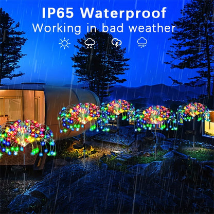 200 LED Solar Garden Firework Lights Outdoor Waterproof 8modes