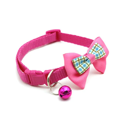 Adjustable Pets Cat Dog Collars Cute Bow Tie With Bell Pendant