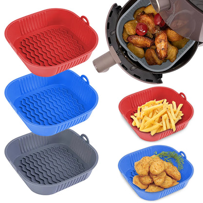 Silicone Air Fryer Pot Tray Food Safe Reusable Square BBQ Barbecue Pad