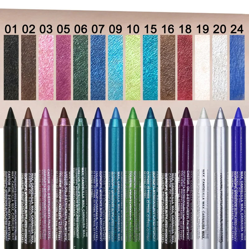 6 Colors Long-lasting Eye Liner Pencil Waterproof Pigment Blue Brown