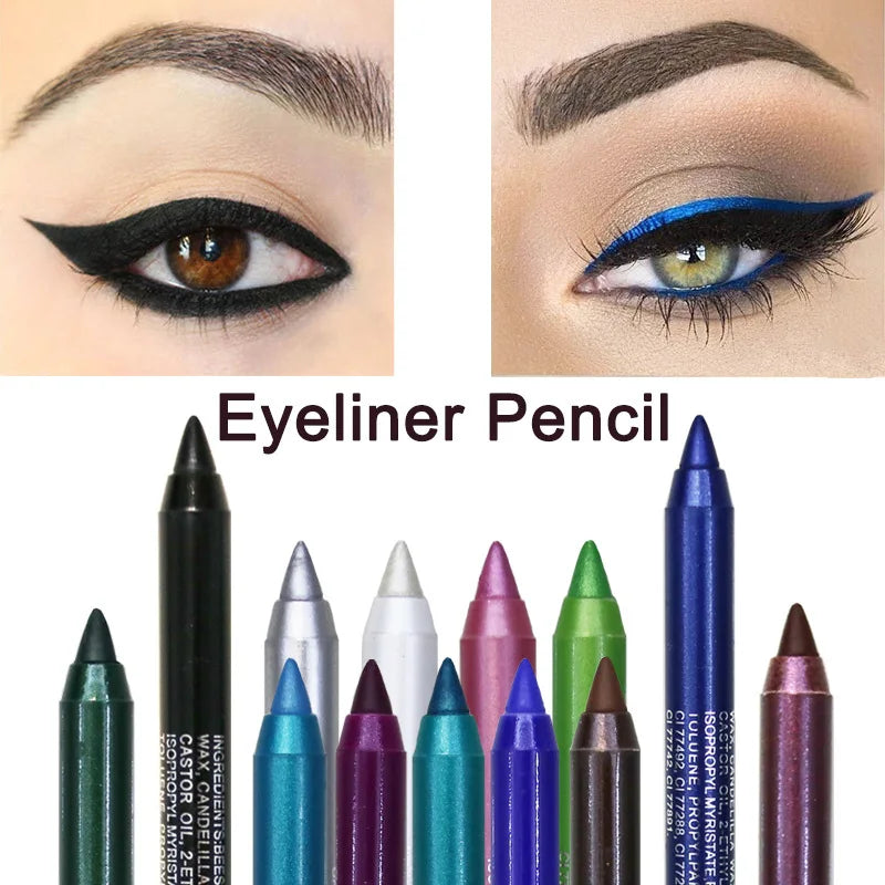 6 Colors Long-lasting Eye Liner Pencil Waterproof Pigment Blue Brown