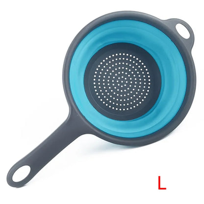 LMETJMA Silicone Collapsible Colander with Handle Kitchen Folding