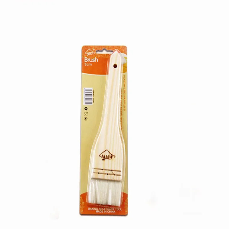 Household Mooncake Pastry Brush Wooden Handle Wool Barbecue Brush Oil