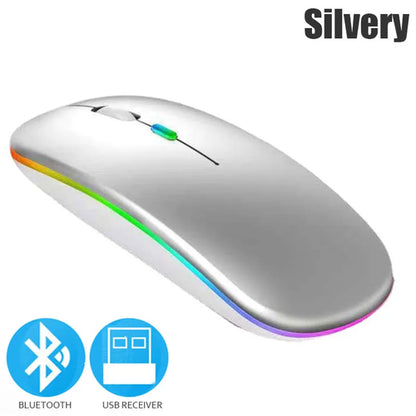 Bluetoooth 5.0 Wireless Mouse With USB Rechargeable RGB Light For