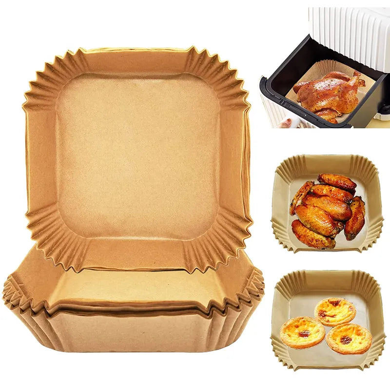 50/100Pcs Air Fryer Disposable Paper Air Fryer Accessories Square