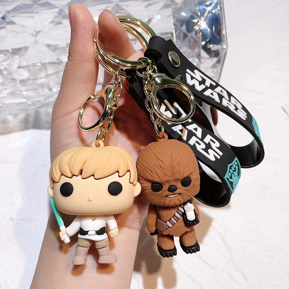 Star Wars Anime Figure Yoda Keychain Mandalorian Darth Vader Chewbacca