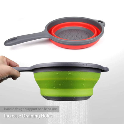 LMETJMA Silicone Collapsible Colander with Handle Kitchen Folding