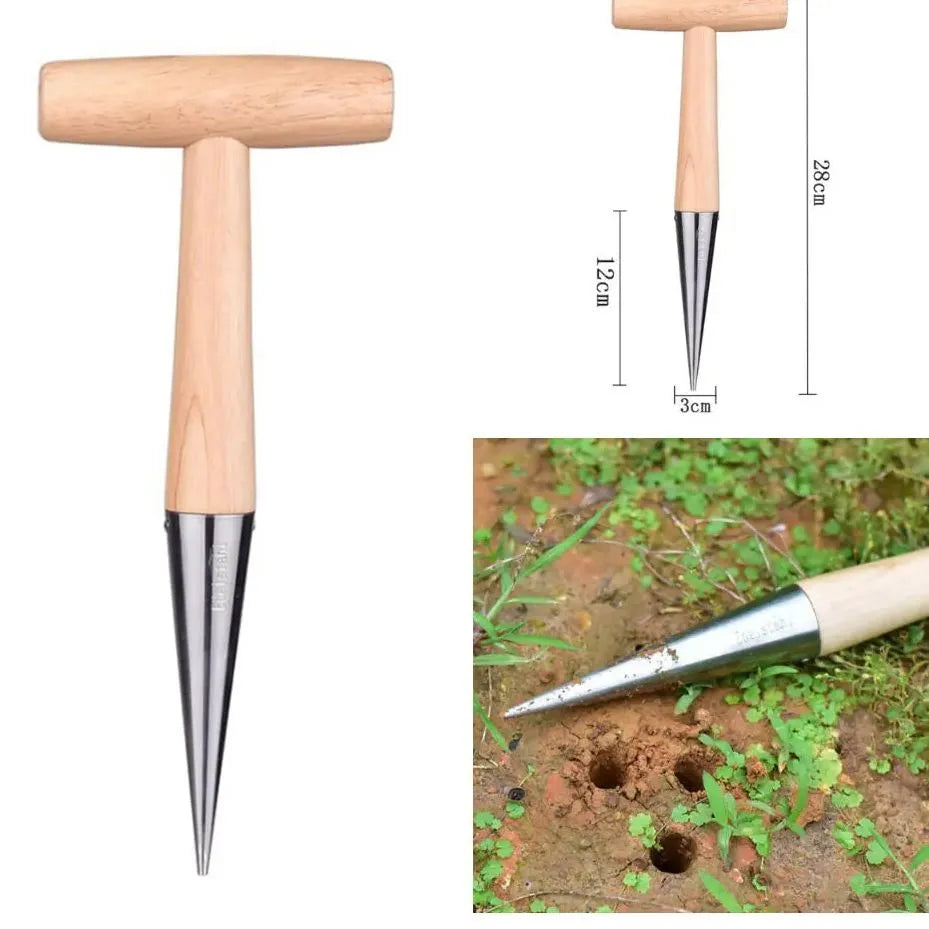 Home Gardening Wooden Planting Seeds And Bulbs Tools Hand Digger