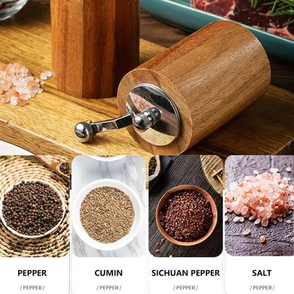 Wood Salt and Pepper Grinder Manual Flax Seed Mill Adjustable