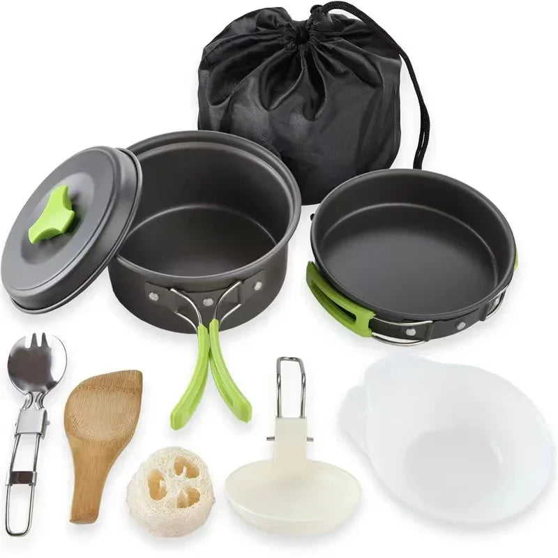 Camping Cookware Set Aluminum Nonstick Portable Outdoor Tableware