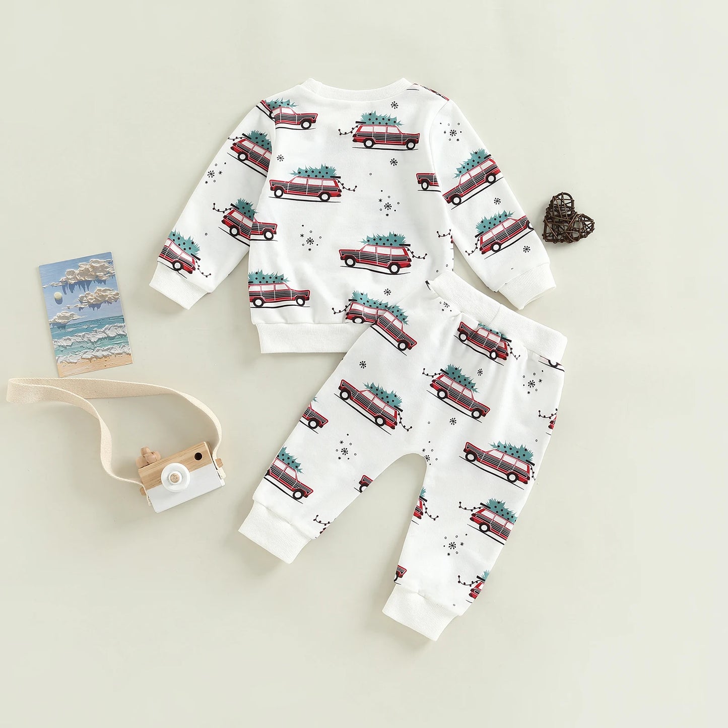 2022-09-06 Lioraitiin 0-3Years Toddler Baby Girl Boy 2Pcs Christmas Autumn Clothes Long Sleeve Car Printed Top Long Pants