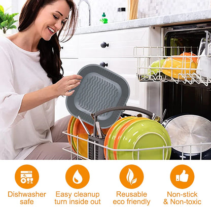 Silicone Air Fryer Pot Tray Food Safe Reusable Square BBQ Barbecue Pad