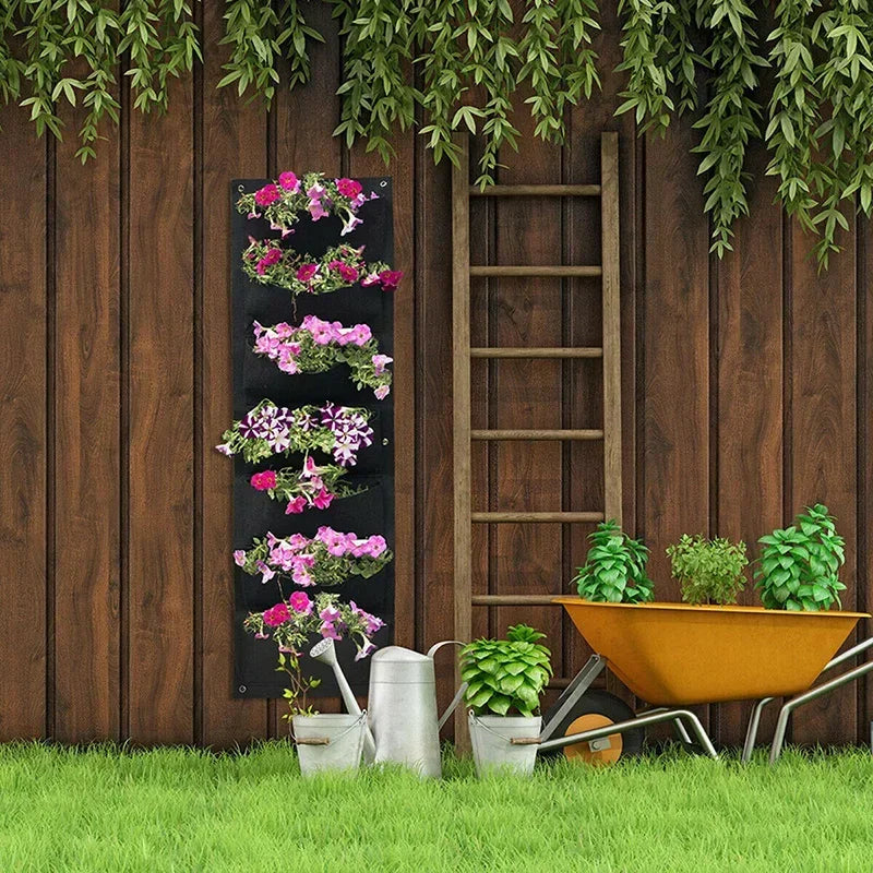 New 6/7 Pocket Vertical Growing Planting Bag Felt Wall Hanging Flower