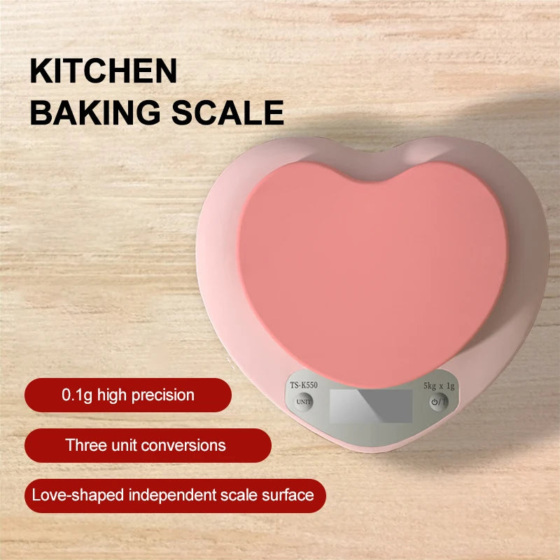 Multi-Function Kitchen Baking Scale Pink Heart-shaped Portable