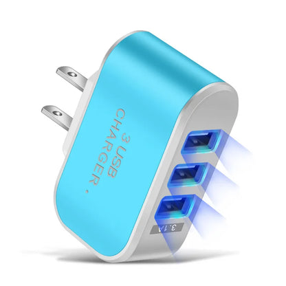 5V 1A 3-Port USB Wall Charger Adapter Candy Color For Mobile Phone