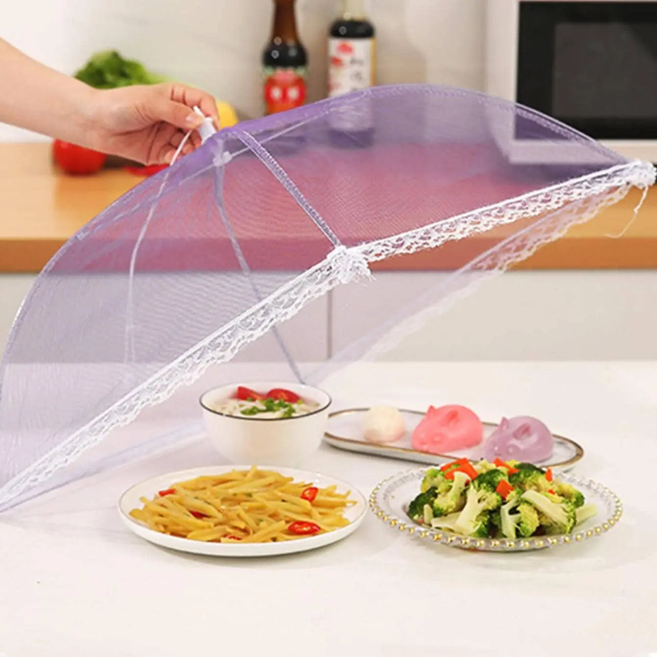 Foldable Food Covers Mesh Anti Fly Mosquito Meal Food Cover Umbrella