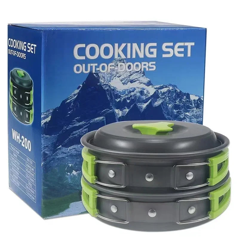 Camping Cookware Set Aluminum Nonstick Portable Outdoor Tableware