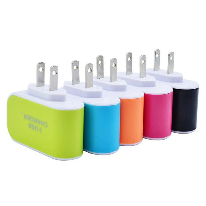 5V 1A 3-Port USB Wall Charger Adapter Candy Color For Mobile Phone