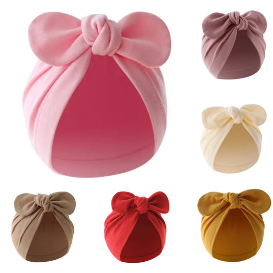 Newborn Hat for Girls Boys Beanie Cute Bows Turban Hats Cotton Infant