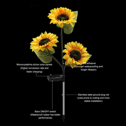 LED Solar Sunflowers Rose Flower Light Home Decorative Flower Lights