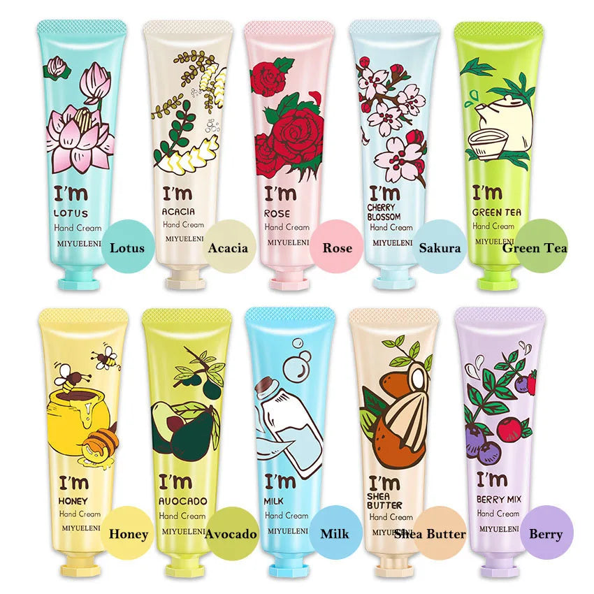 10pcs Fruity Flowery Hand Cream Moisturizing Anti-wrinkle Anti Chap