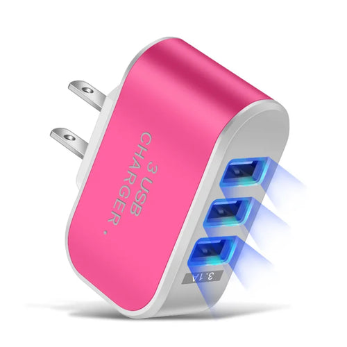 5V 1A 3-Port USB Wall Charger Adapter Candy Color For Mobile Phone