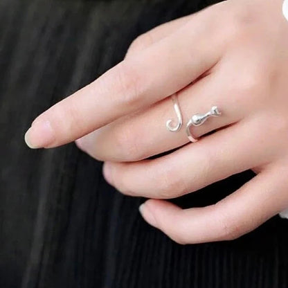 Huitan Cute Cat Opening Rings Silver Color Trendy Finger Accessories