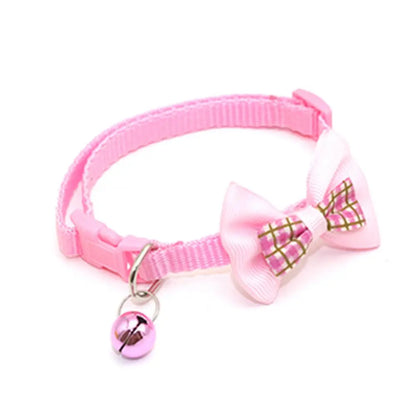 Adjustable Pets Cat Dog Collars Cute Bow Tie With Bell Pendant